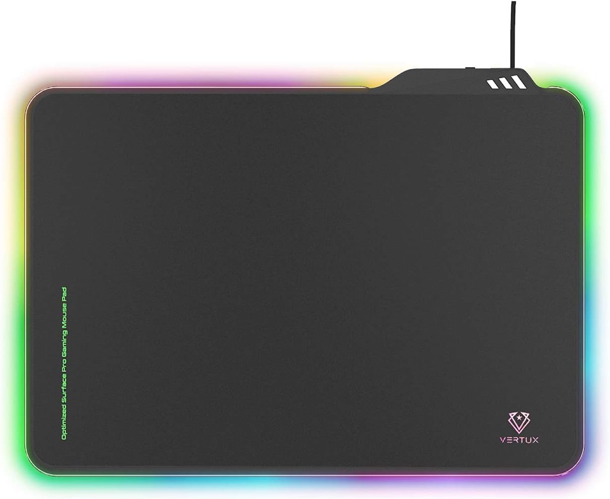 Vertux Gaming Mouse Pad | Fluxpad Optimized Low Resistance | Anti-Friction | Slim Gaming Mouse | Smooth LED | Stable Surface Mouse Pad | Wear-Resistant Gaming Mouse Pad-Black Vertux Gaming Mouse Pad | Fluxpad Optimized Low Resistance | Anti-Friction | Slim Gaming Mouse | Smooth LED | Stable Surface Mouse Pad | Wear-Resistant Gaming Mouse Pad-Black